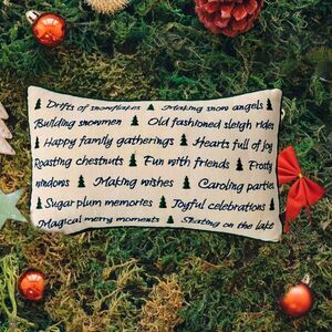 Vintage Embroidered Small Accent Christmas Pillow